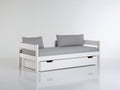 Sofás cama de madera 200x90x80 cm - Blanco y gris claro - Diseño moderno con cama nido extraíble