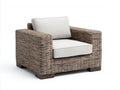 Sillones de ratán tejido 95x90x82 cm - Marrón grisáceo-Blanco crema - Diseño moderno con reposabrazos anchos y asiento acolchado