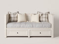 Sofás cama de madera manufacturada 200x90x86 cm - Blanco roto - Diseño clásico con 2 cajones de almacenamiento
