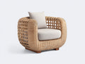 Sillones de ratán 95x88x78 cm - Ratán natural y beige - Diseño curvo con asiento acolchado