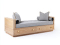 Sofás cama de madera 200x90x85 cm - Marrón claro-Gris-Dorado - Diseño moderno con 2 cajones de almacenamiento