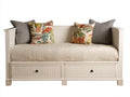 Sofás cama de madera 190x90x90 cm - Blanco y beige - Diseño clásico con 2 cajones